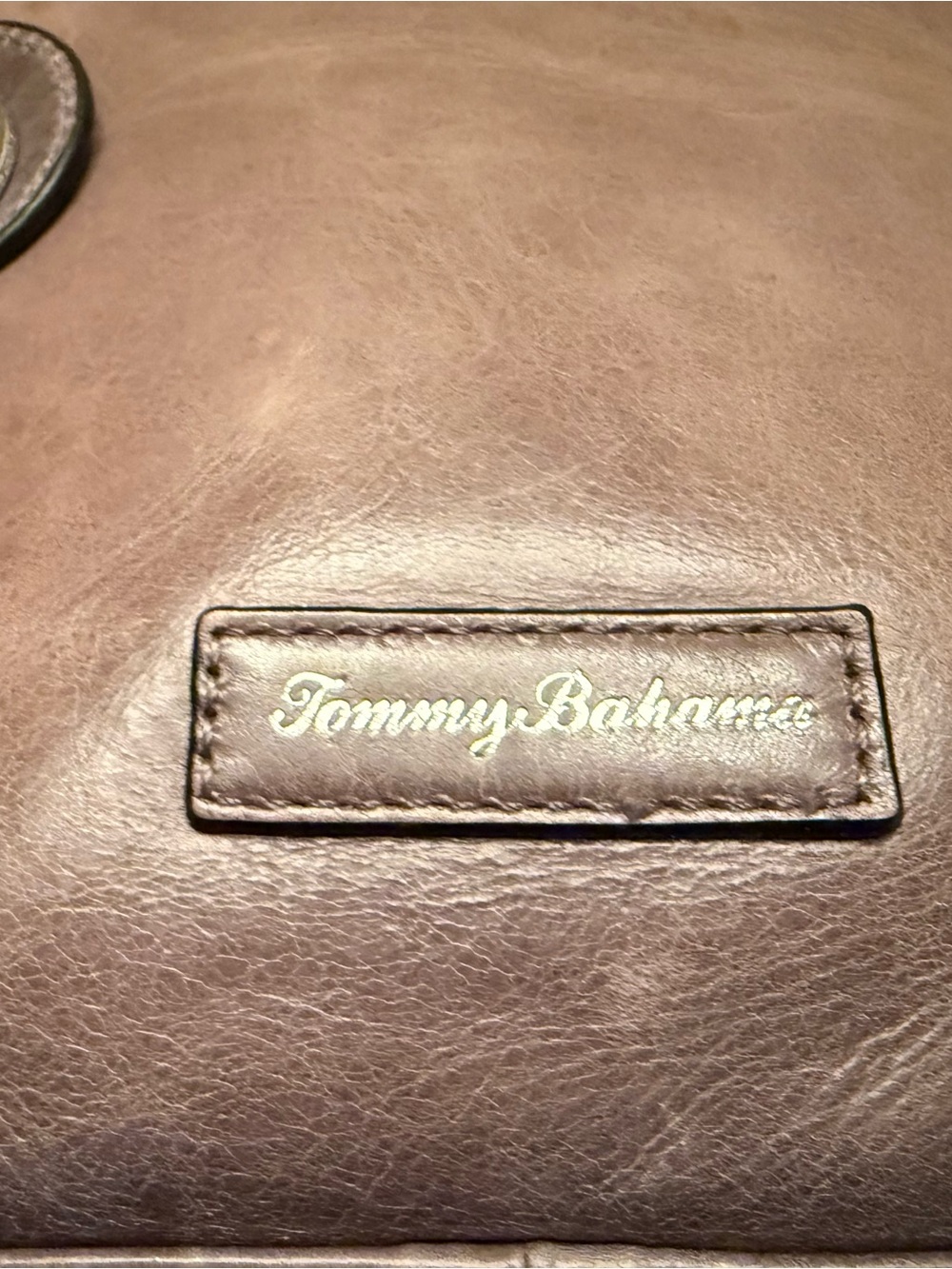 Tommy Bahama Silver-Gray Leather Messenger Bag - Picture 2 of 9